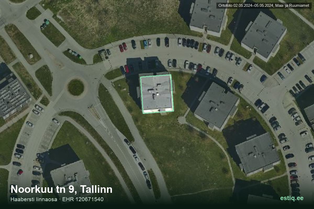 Noorkuu tänav 9, Tallinn – аэрофото дома, контур по данным регистра строений (EHR)