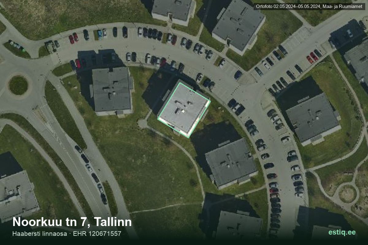 Noorkuu tänav 7, Tallinn – аэрофото дома, контур по данным регистра строений (EHR)