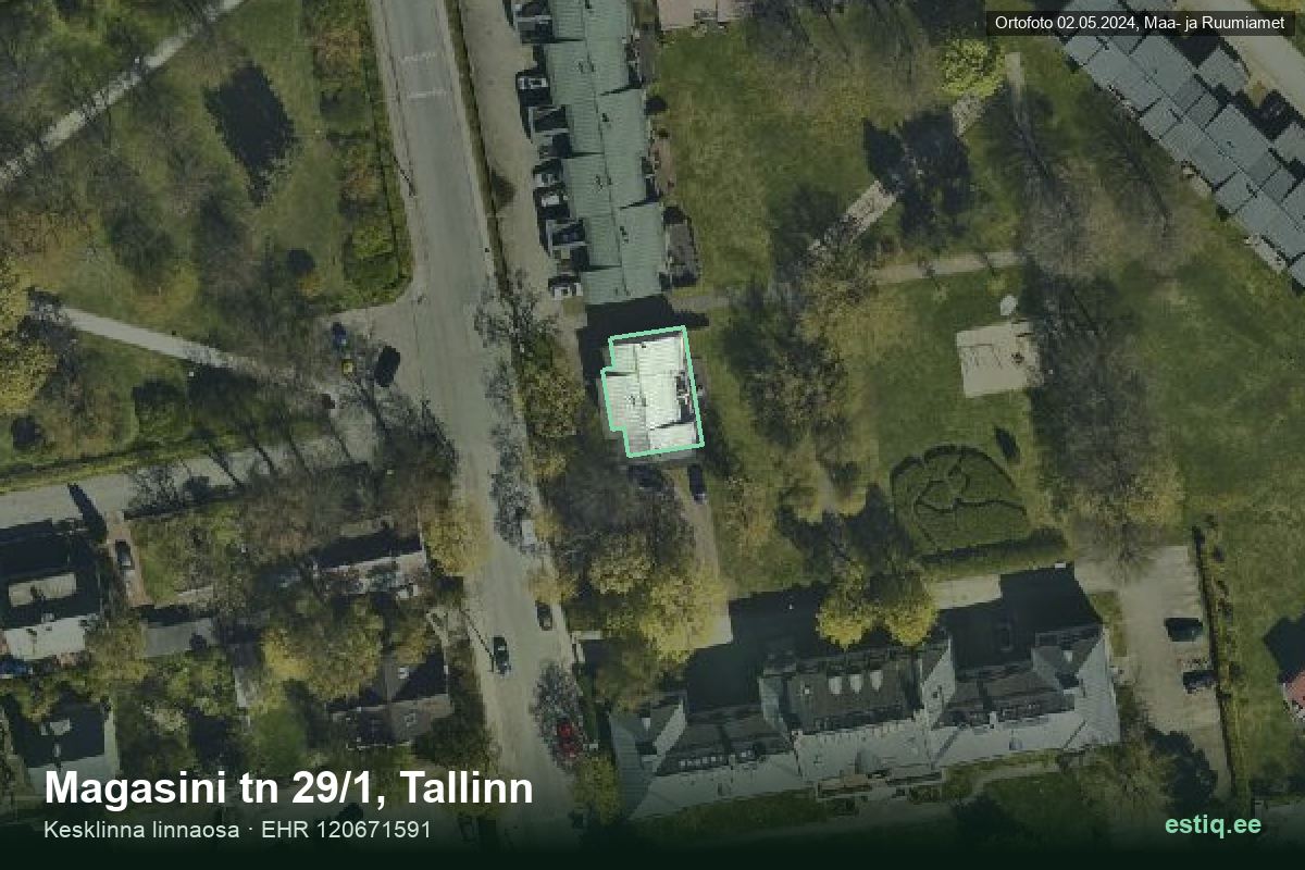 Veerenni tänav 29/1, Tallinn – aerial photo of the building, outline from the Building Register (EHR)