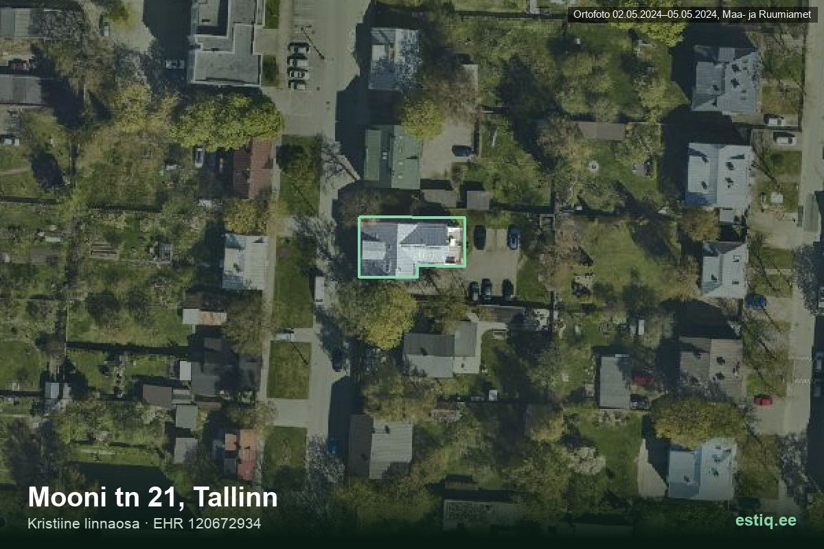 Mooni tänav 21, Tallinn – ilmakuva rakennuksesta, ääriviiva rakennusrekisteristä (EHR)