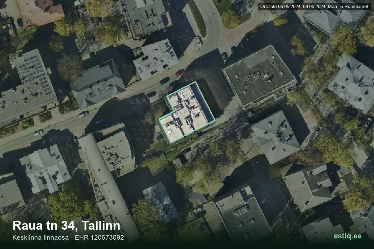 Raua tänav 34, Tallinn – aerial photo of the building, outline from the Building Register (EHR)