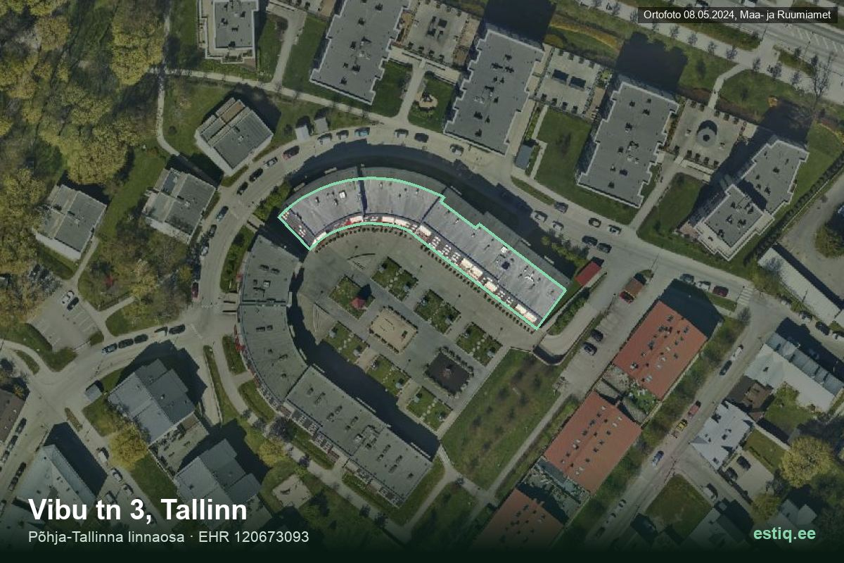 Vibu tänav 3, Tallinn – hoone aerofoto, kontuur ehitisregistri (EHR) andmetest