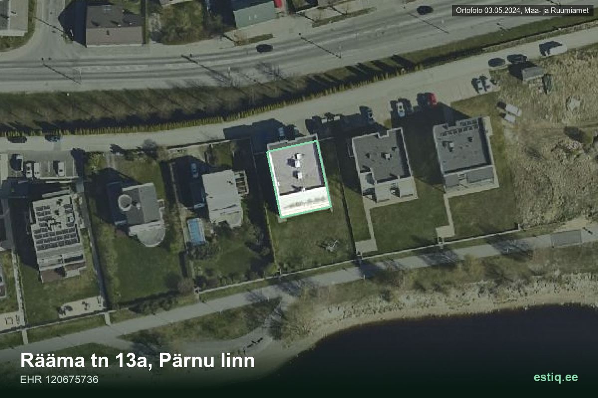 Rääma tänav 13a, Pärnu – ilmakuva rakennuksesta, ääriviiva rakennusrekisteristä (EHR)