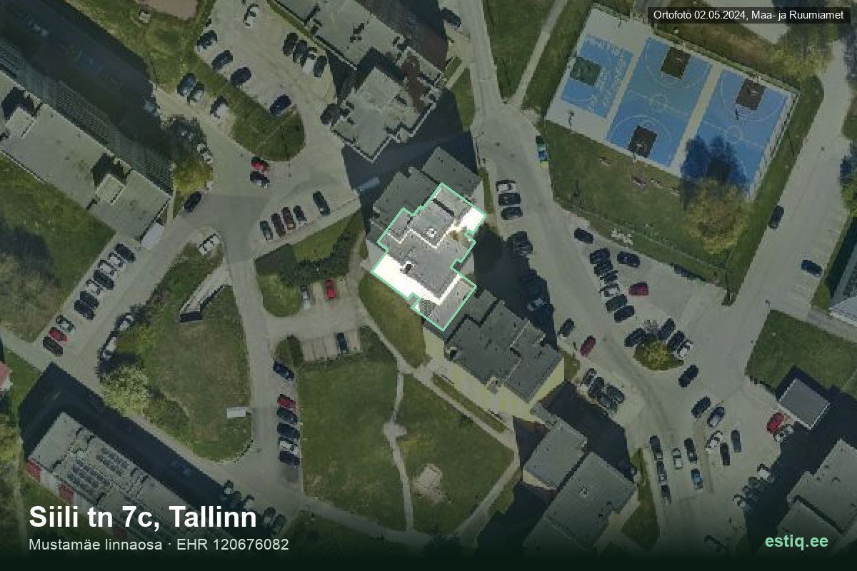 Siili tänav 7c, Tallinn – hoone aerofoto, kontuur ehitisregistri (EHR) andmetest