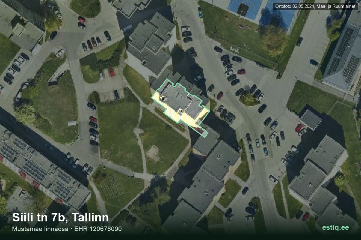 Siili tänav 7b, Tallinn – hoone aerofoto, kontuur ehitisregistri (EHR) andmetest
