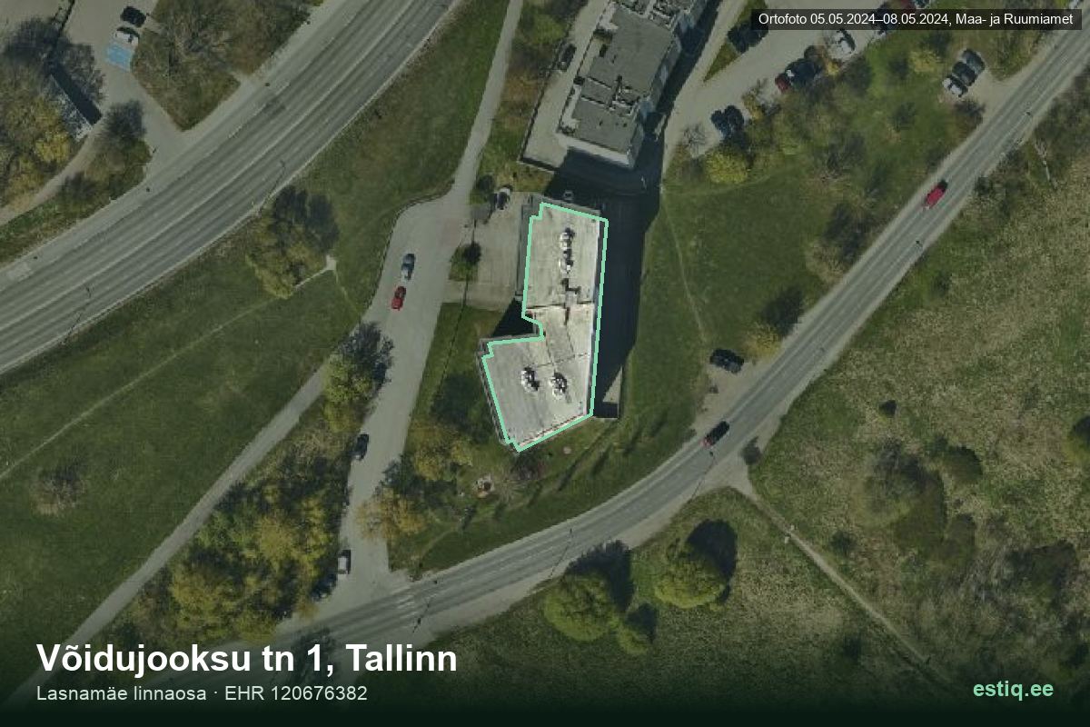 Võidujooksu tänav 1, Tallinn – hoone aerofoto, kontuur ehitisregistri (EHR) andmetest