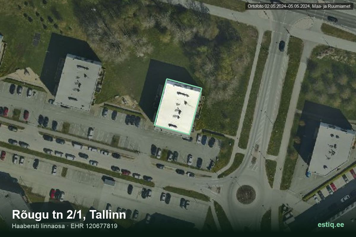 Rõugu tänav 2/1, Tallinn – ilmakuva rakennuksesta, ääriviiva rakennusrekisteristä (EHR)
