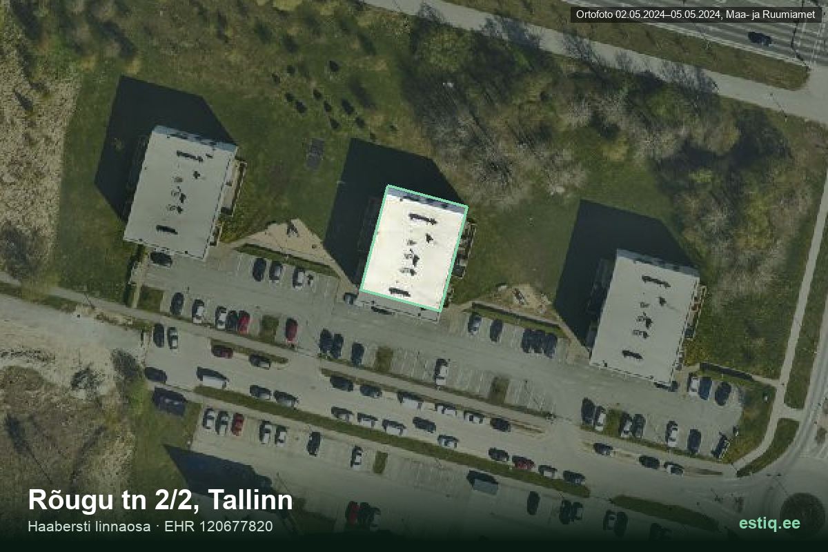 Rõugu tänav 2/2, Tallinn – ilmakuva rakennuksesta, ääriviiva rakennusrekisteristä (EHR)