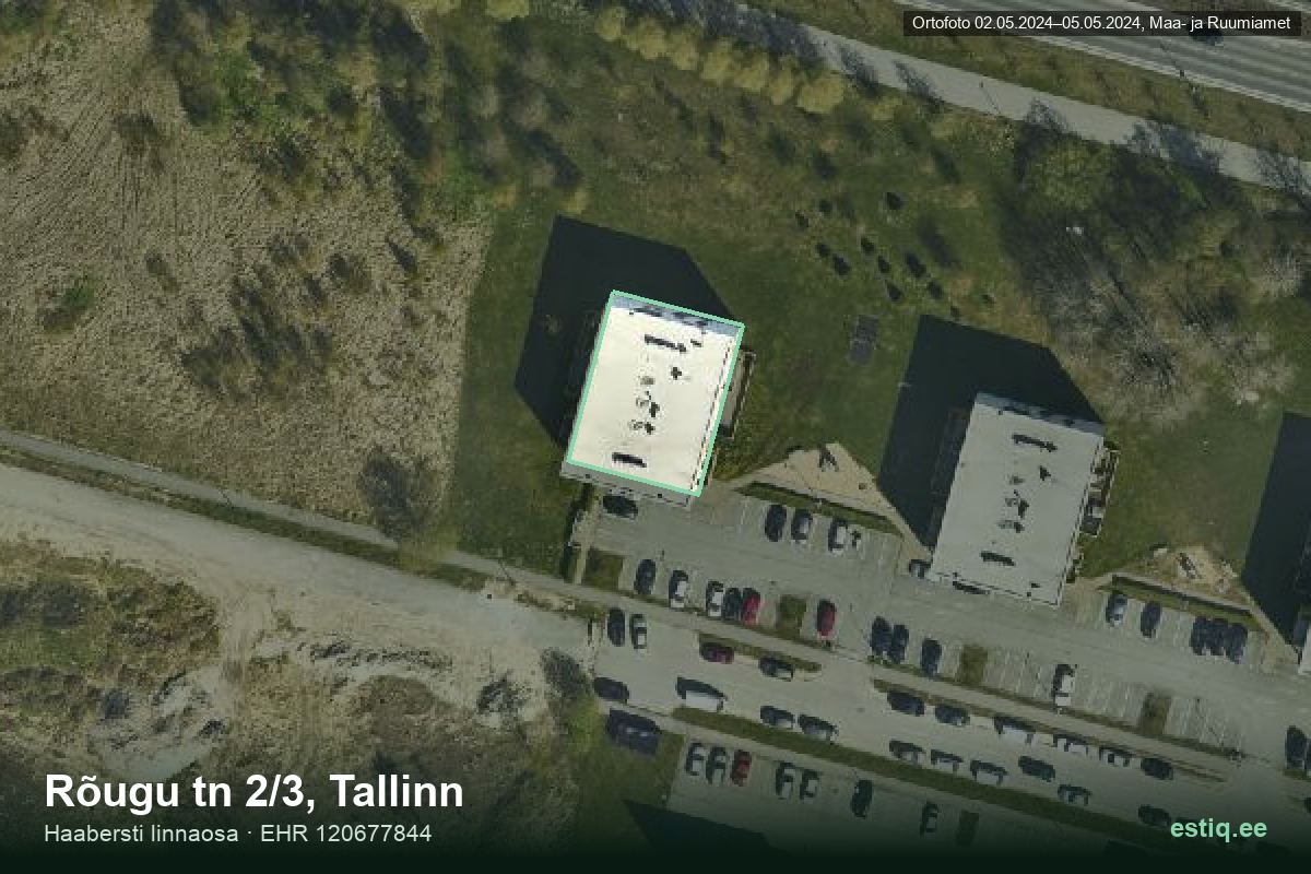 Rõugu tänav 2/3, Tallinn – hoone aerofoto, kontuur ehitisregistri (EHR) andmetest