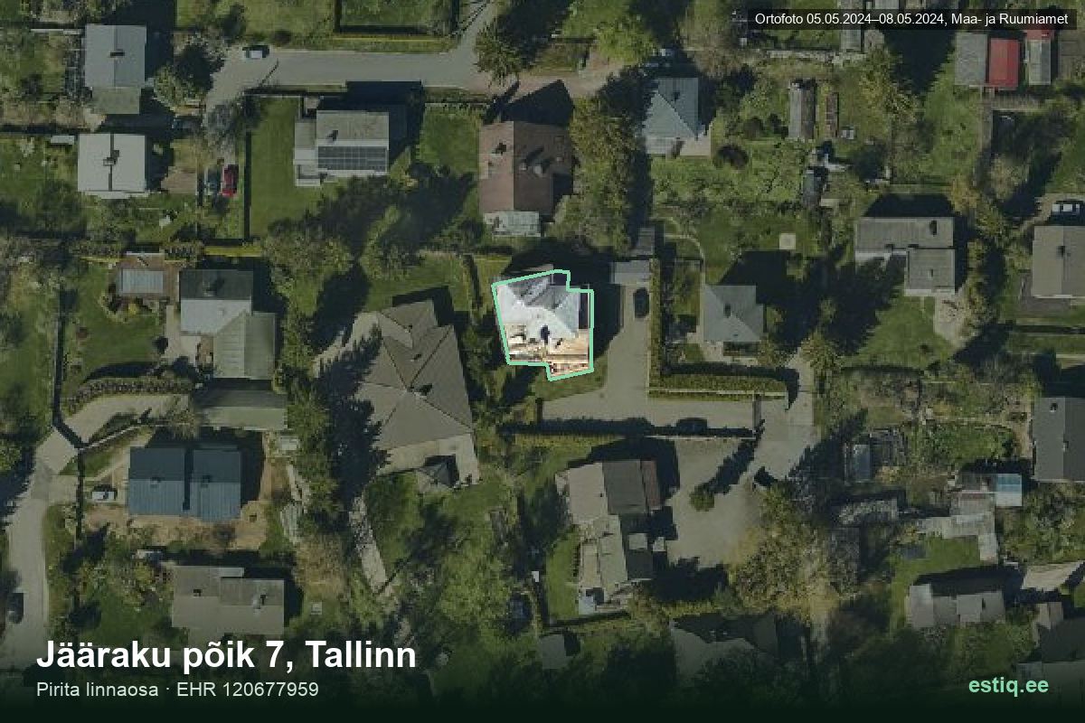 Jääraku põik 7, Tallinn – hoone aerofoto, kontuur ehitisregistri (EHR) andmetest