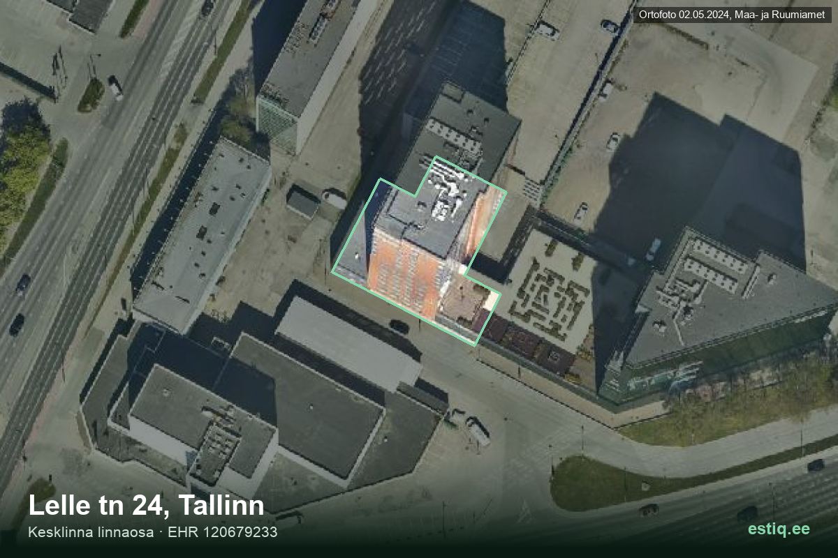 Lelle tänav 24, Tallinn – hoone aerofoto, kontuur ehitisregistri (EHR) andmetest