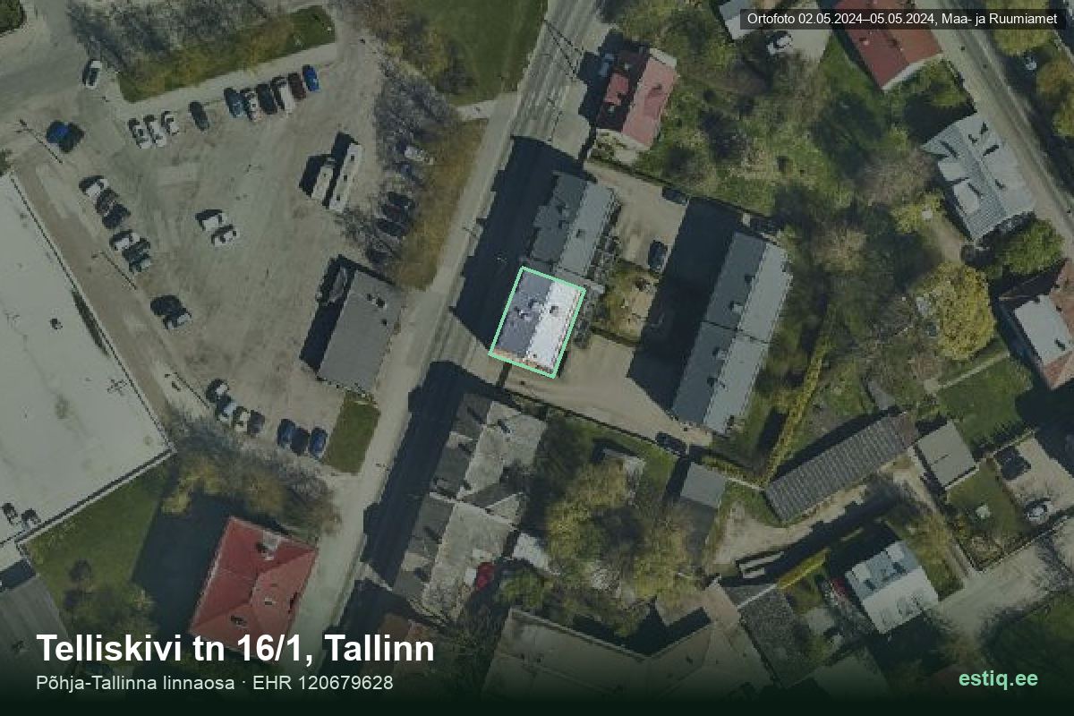 Telliskivi tänav 16/1, Tallinn – hoone aerofoto, kontuur ehitisregistri (EHR) andmetest