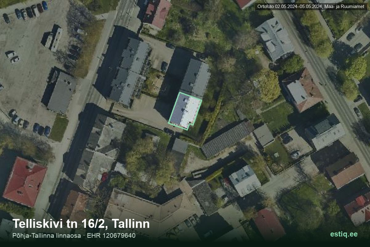 Telliskivi tänav 16/2, Tallinn – hoone aerofoto, kontuur ehitisregistri (EHR) andmetest