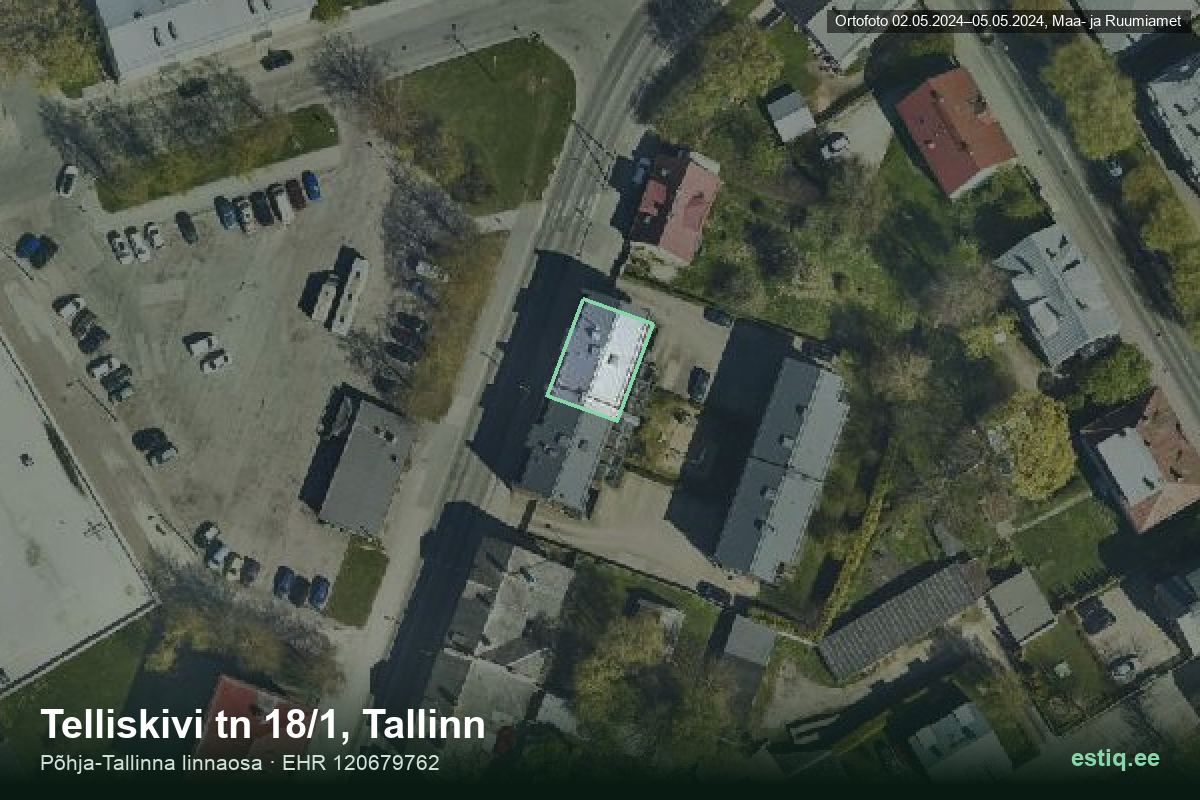 Telliskivi tänav 18/1, Tallinn – hoone aerofoto, kontuur ehitisregistri (EHR) andmetest