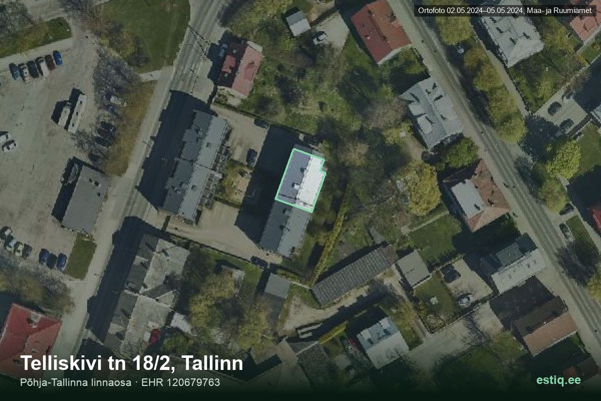 Telliskivi tänav 18/2, Tallinn – hoone aerofoto, kontuur ehitisregistri (EHR) andmetest