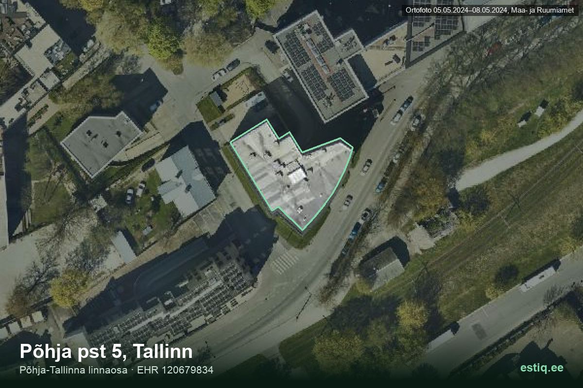 Põhja pst 5, Tallinn – hoone aerofoto, kontuur ehitisregistri (EHR) andmetest
