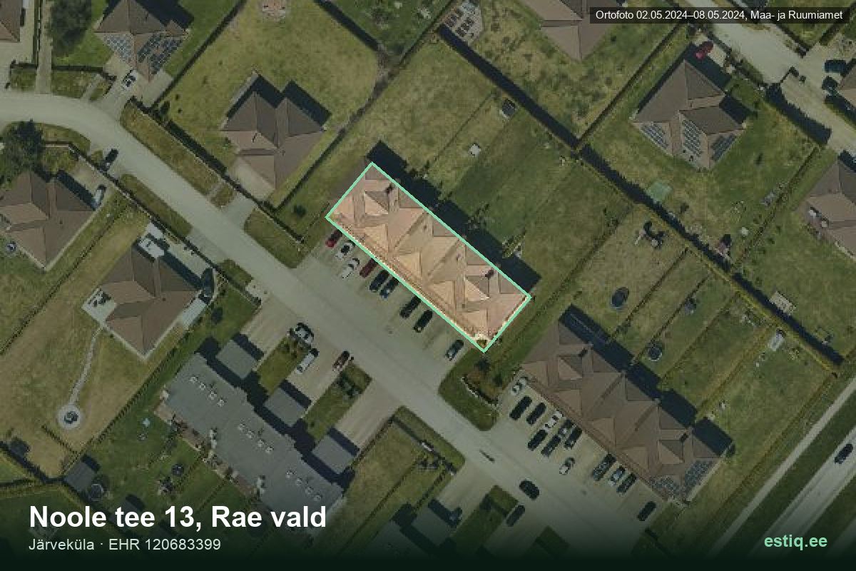 Noole tee 13, Rae – аэрофото дома, контур по данным регистра строений (EHR)