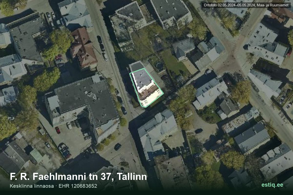 F. R. Faehlmanni tänav 37, Tallinn – ilmakuva rakennuksesta, ääriviiva rakennusrekisteristä (EHR)