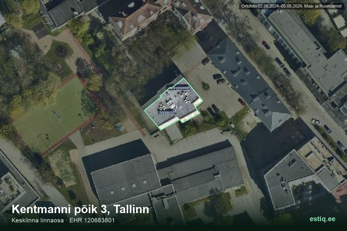 Kentmanni põik 3, Tallinn – aerial photo of the building, outline from the Building Register (EHR)
