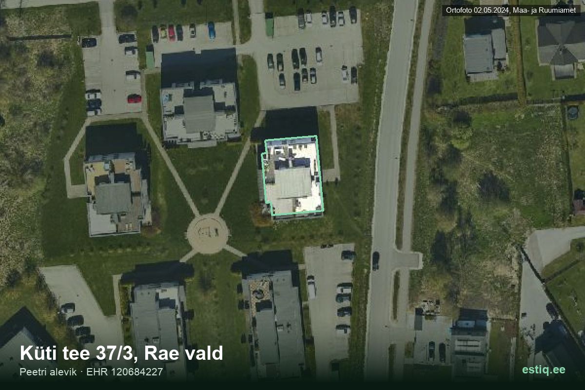 Küti tee 37/3, Rae – hoone aerofoto, kontuur ehitisregistri (EHR) andmetest