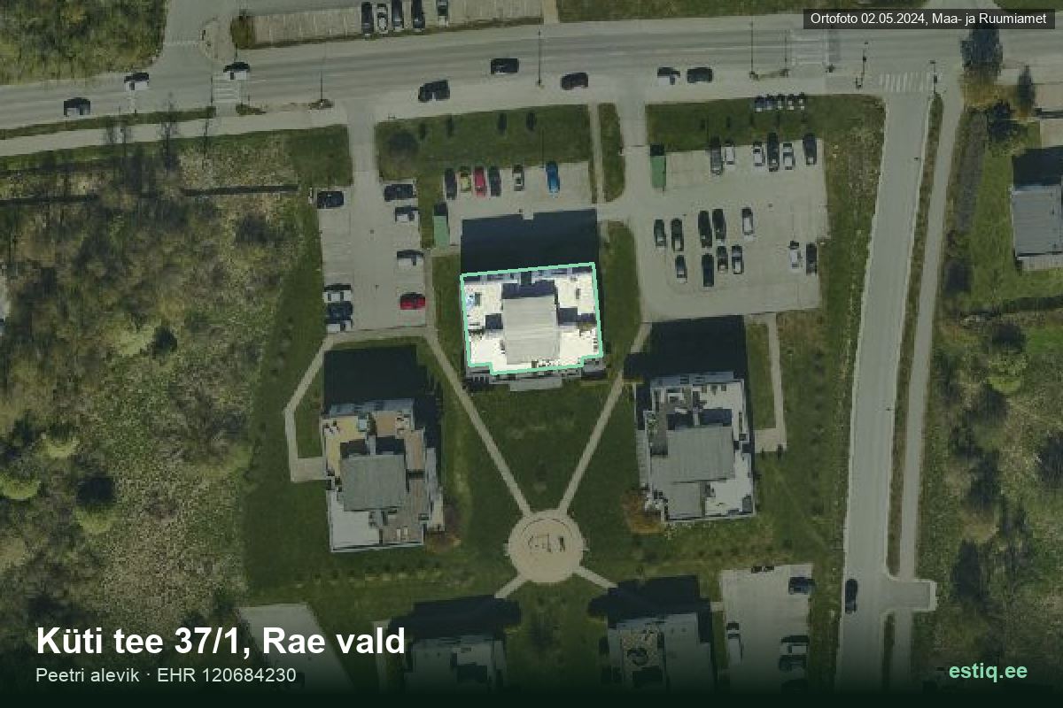 Küti tee 37/1, Rae – hoone aerofoto, kontuur ehitisregistri (EHR) andmetest