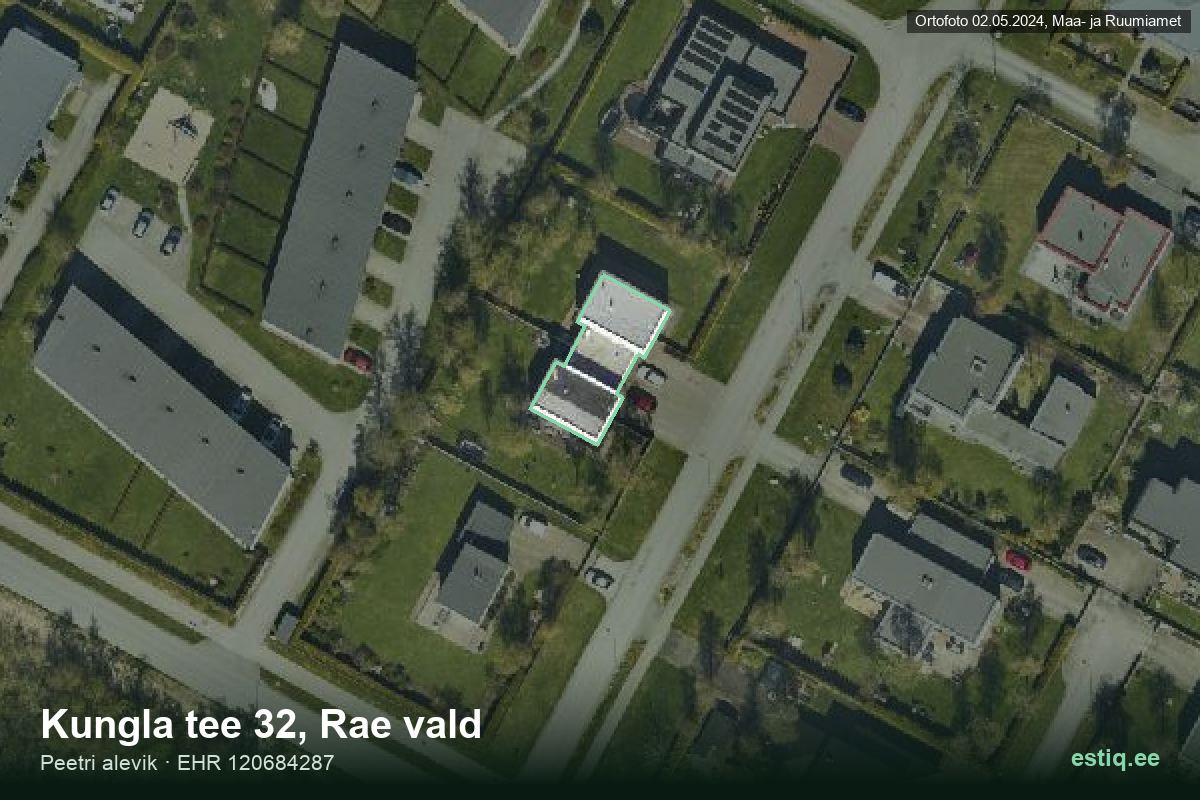 Kungla tee 32, Rae – aerial photo of the building, outline from the Building Register (EHR)