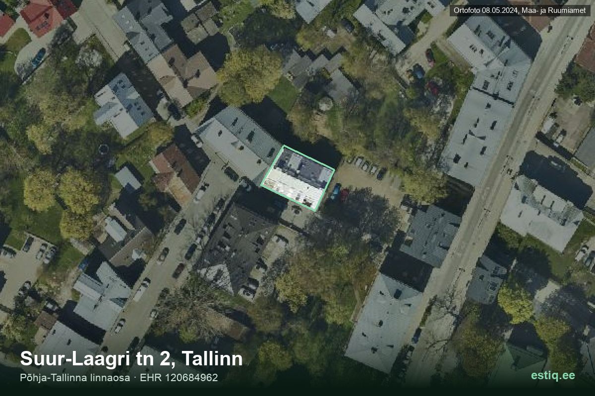 Suur-Laagri tänav 2, Tallinn – ilmakuva rakennuksesta, ääriviiva rakennusrekisteristä (EHR)