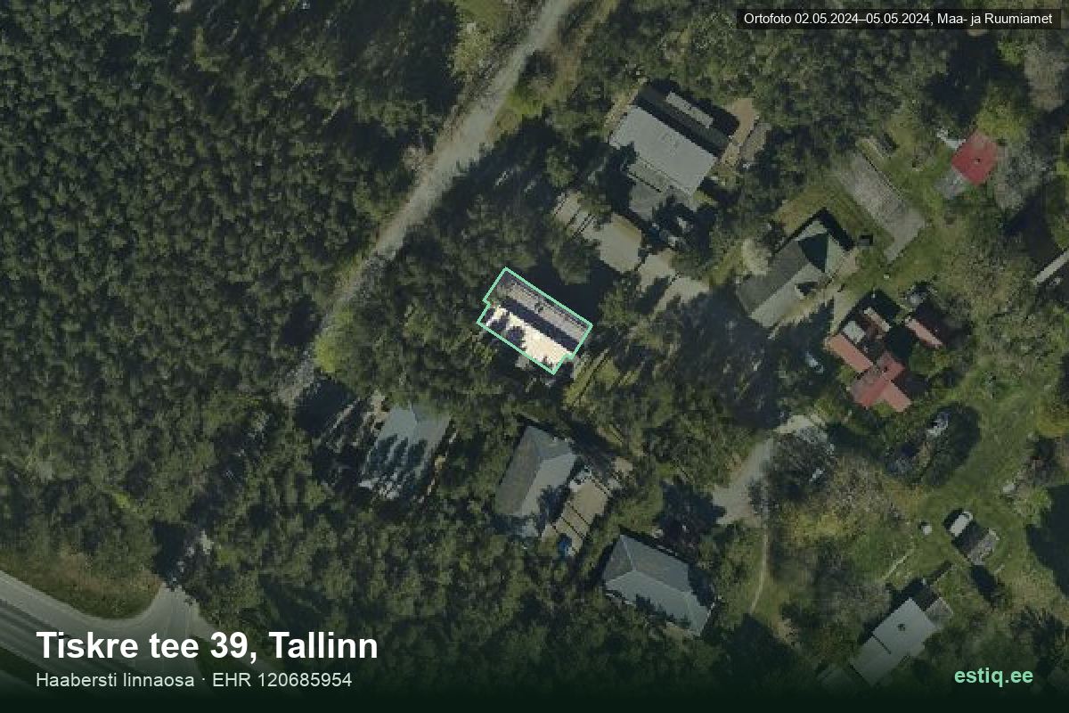 Tiskre tee 39, Tallinn – аэрофото дома, контур по данным регистра строений (EHR)