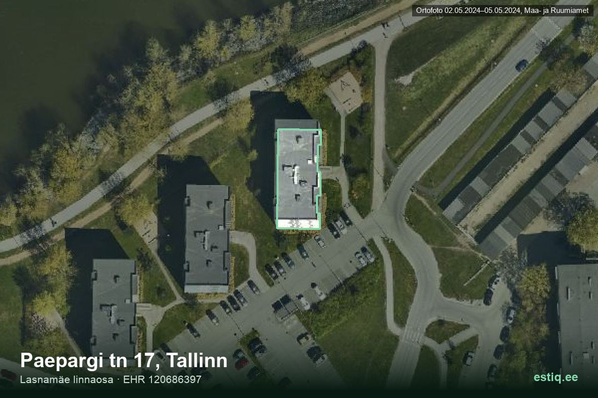 Paepargi tänav 17, Tallinn – hoone aerofoto, kontuur ehitisregistri (EHR) andmetest