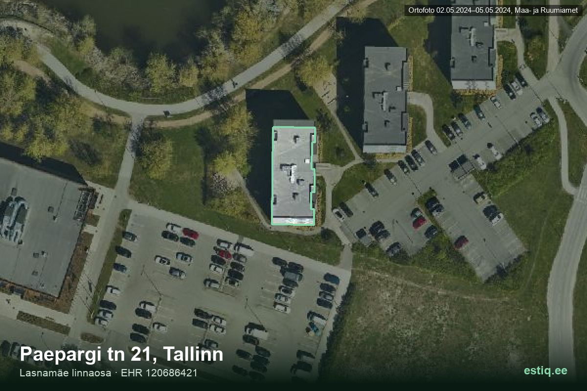 Paepargi tänav 21, Tallinn – hoone aerofoto, kontuur ehitisregistri (EHR) andmetest