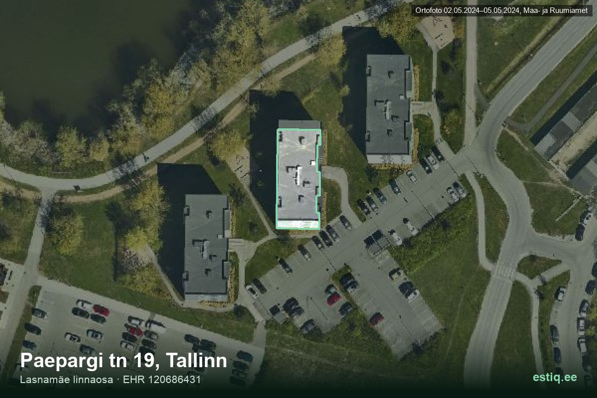 Paepargi tänav 19, Tallinn – hoone aerofoto, kontuur ehitisregistri (EHR) andmetest
