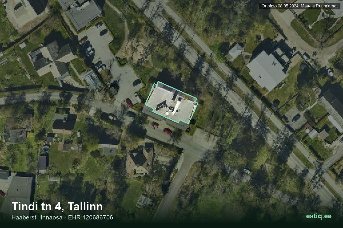 Tindi tänav 4, Tallinn – hoone aerofoto, kontuur ehitisregistri (EHR) andmetest