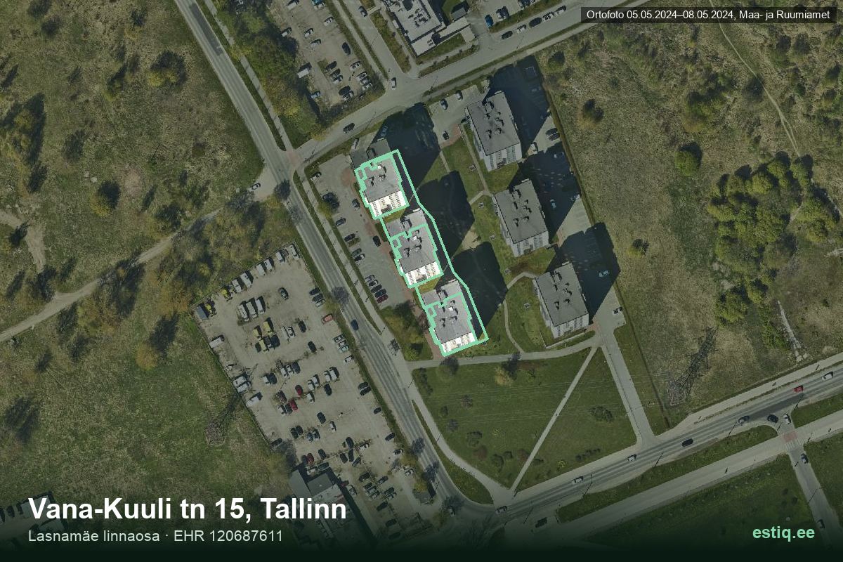 Vana-Kuuli tänav 15/3, Tallinn – hoone aerofoto, kontuur ehitisregistri (EHR) andmetest