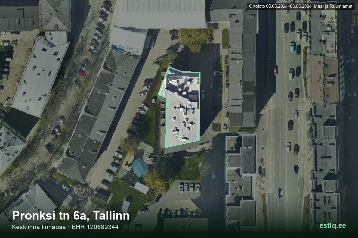 Pronksi tänav 6a, Tallinn – aerial photo of the building, outline from the Building Register (EHR)