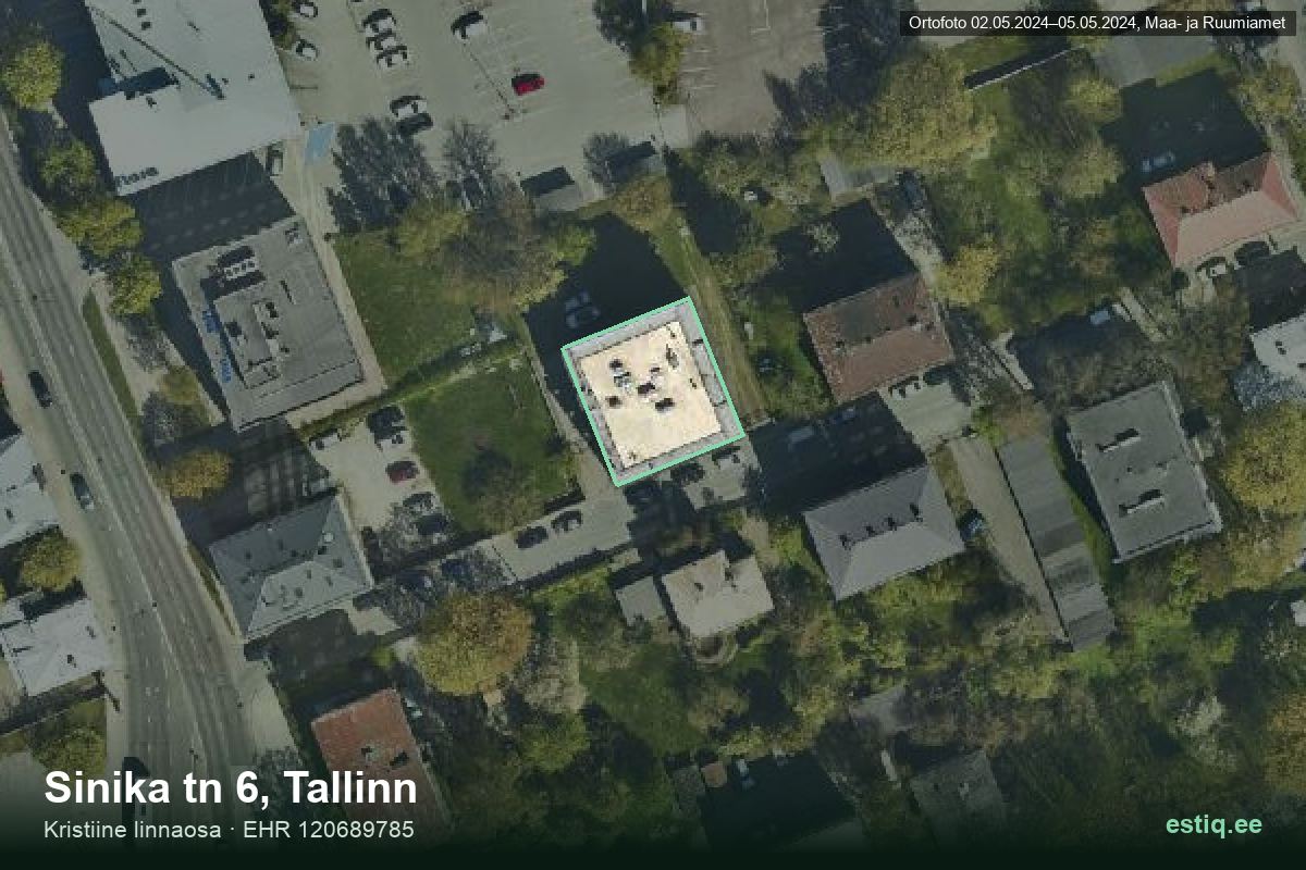 Sinika tänav 6, Tallinn – aerial photo of the building, outline from the Building Register (EHR)