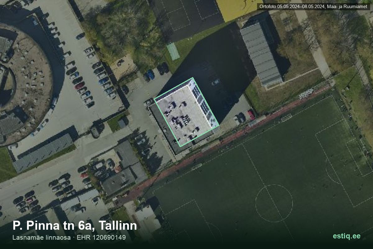 P. Pinna tänav 6a, Tallinn – аэрофото дома, контур по данным регистра строений (EHR)