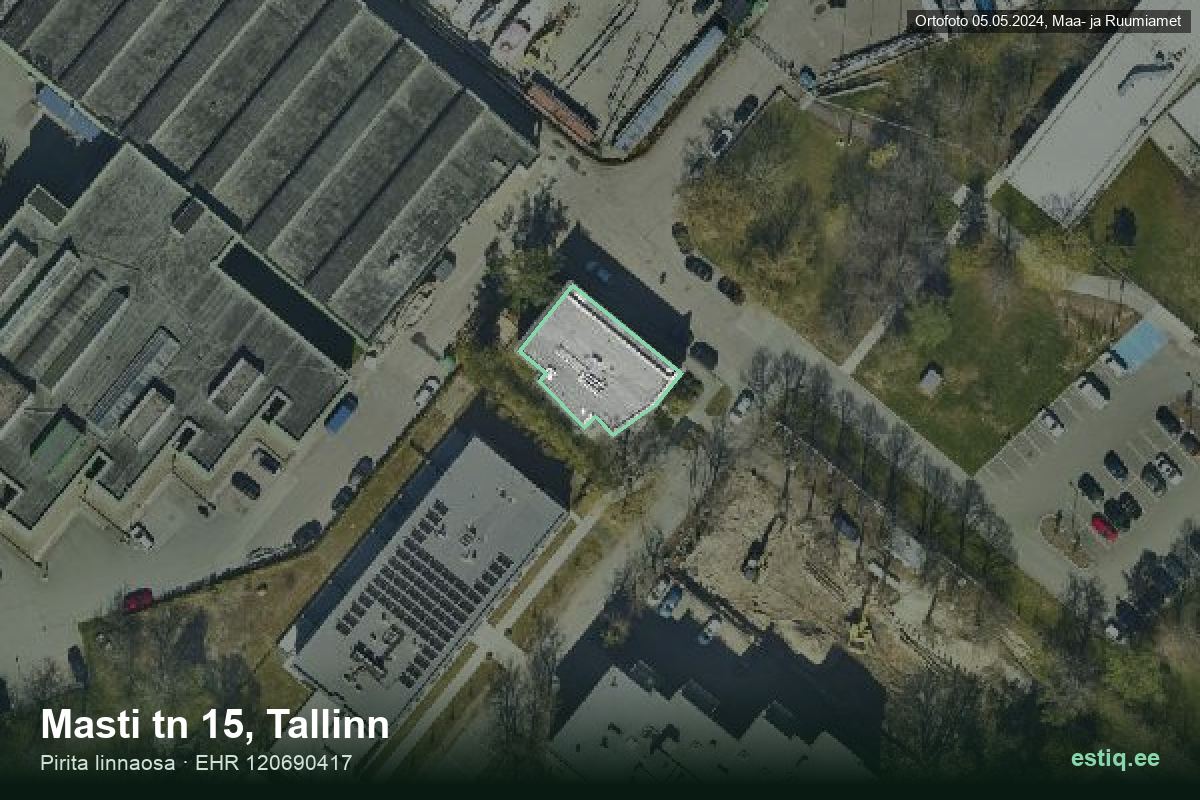 Masti tänav 15, Tallinn – аэрофото дома, контур по данным регистра строений (EHR)