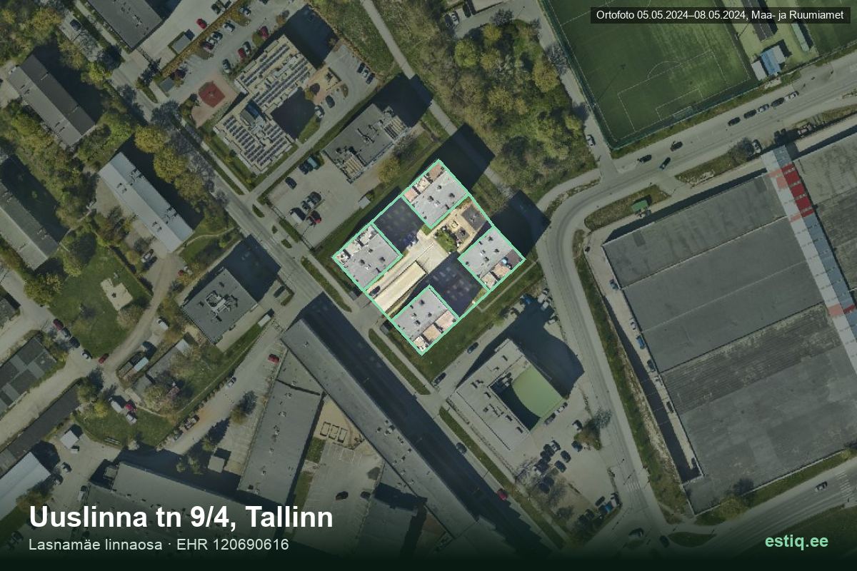 Uuslinna tänav 9/2, Tallinn – hoone aerofoto, kontuur ehitisregistri (EHR) andmetest
