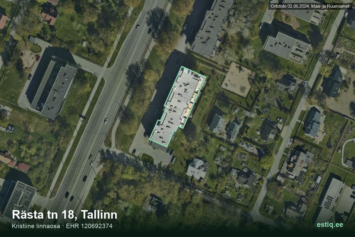 Rästa tänav 18, Tallinn – aerial photo of the building, outline from the Building Register (EHR)