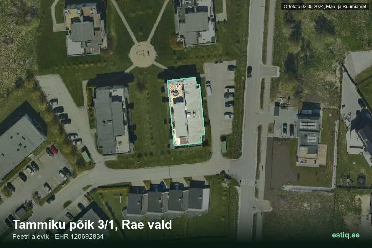 Tammiku põik 3/1, Rae – hoone aerofoto, kontuur ehitisregistri (EHR) andmetest