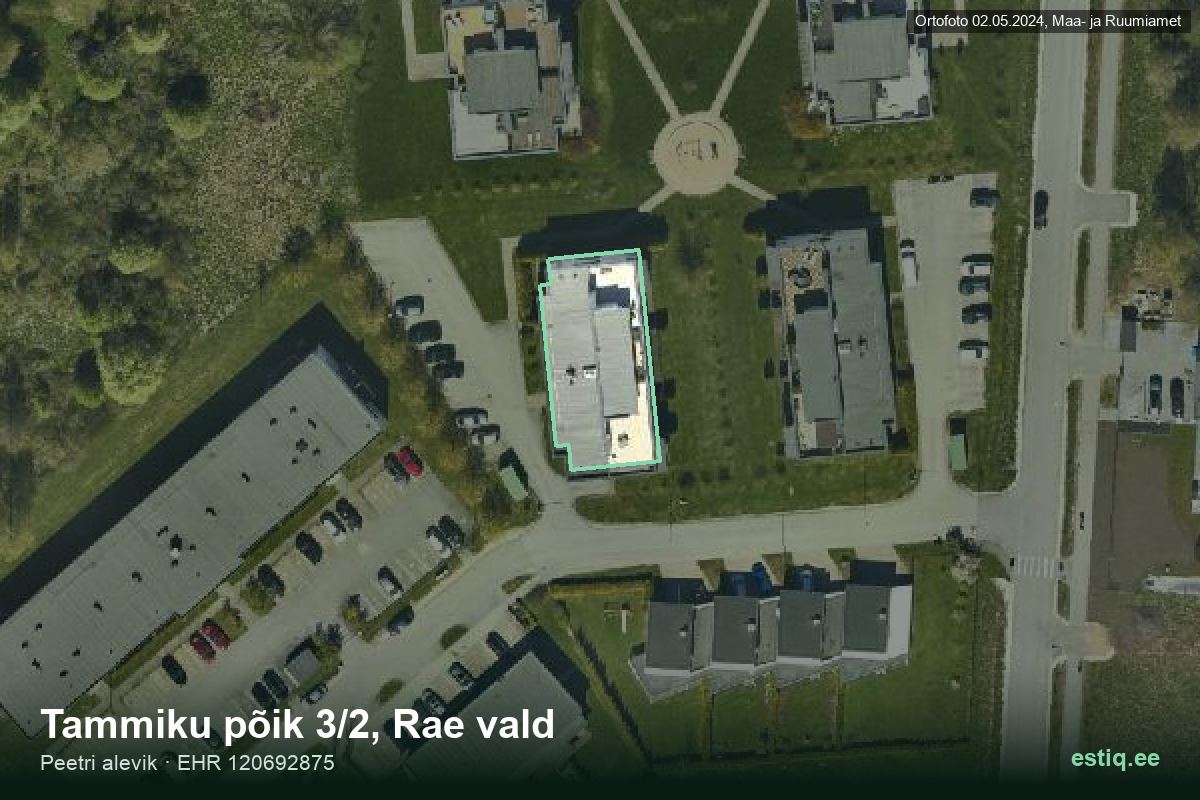 Tammiku põik 3/2, Rae – hoone aerofoto, kontuur ehitisregistri (EHR) andmetest