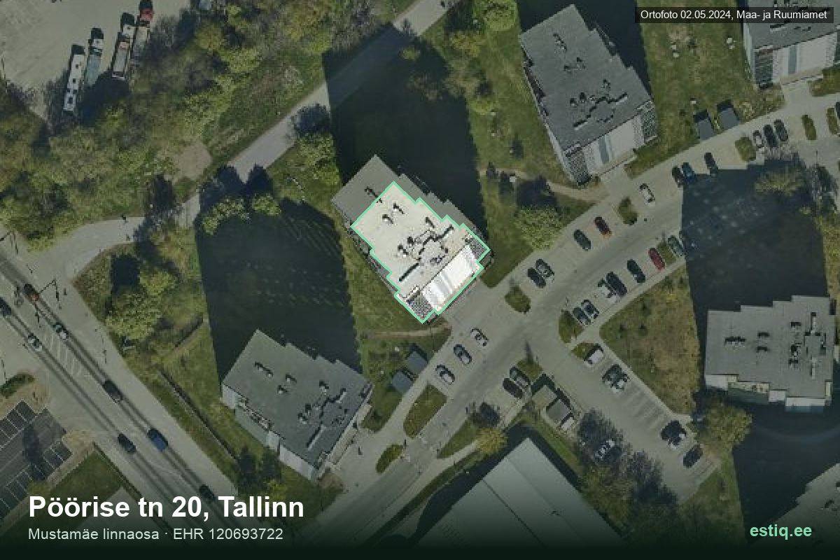 Pöörise tänav 20, Tallinn – hoone aerofoto, kontuur ehitisregistri (EHR) andmetest