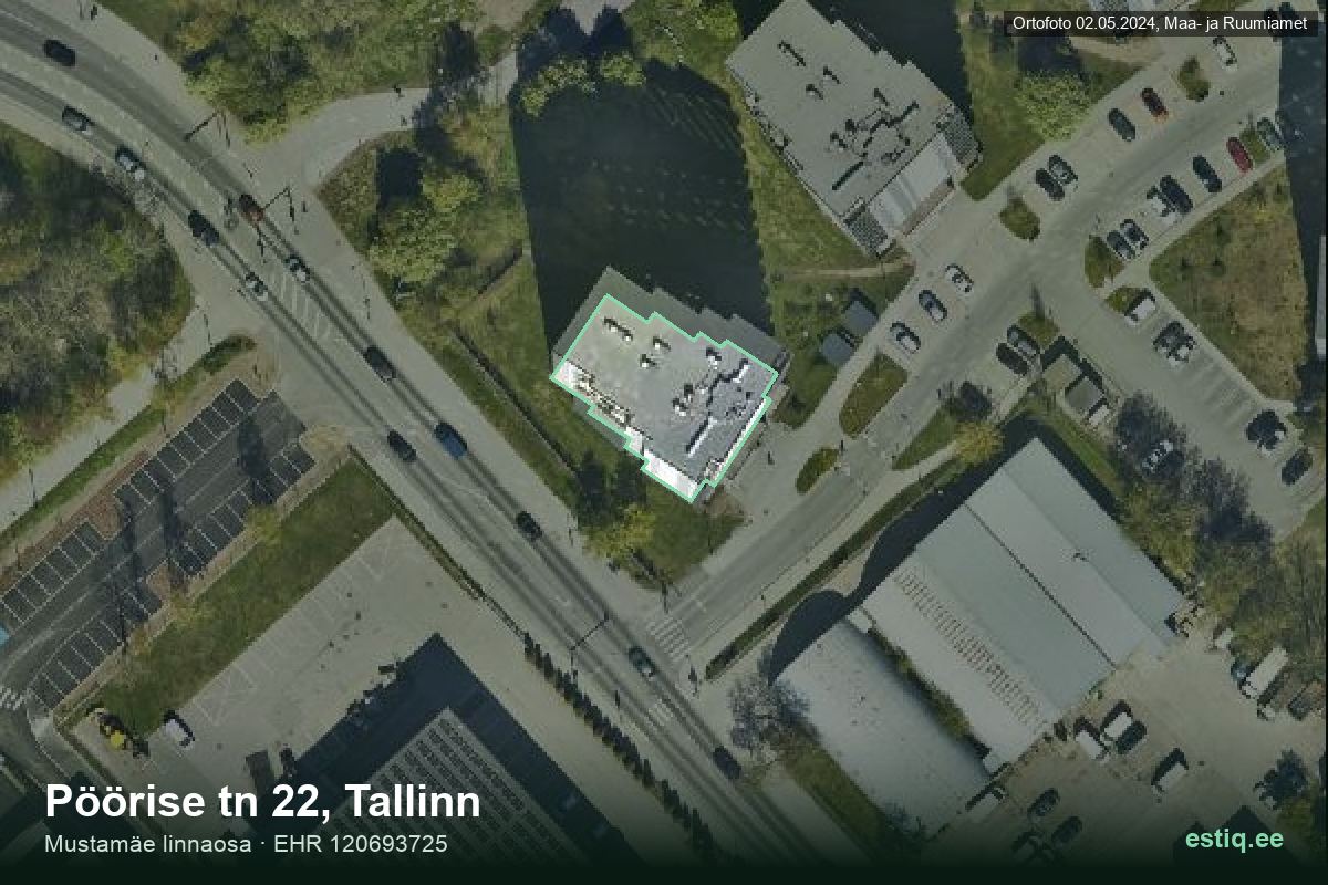 Pöörise tänav 22, Tallinn – hoone aerofoto, kontuur ehitisregistri (EHR) andmetest