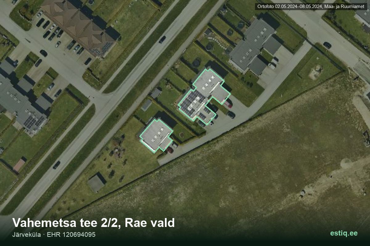 Vahemetsa tee 2, Rae – hoone aerofoto, kontuur ehitisregistri (EHR) andmetest