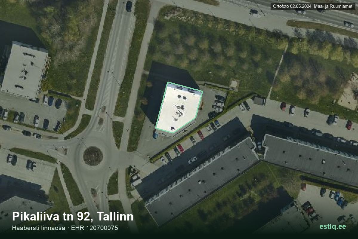 Pikaliiva tänav 92, Tallinn – аэрофото дома, контур по данным регистра строений (EHR)