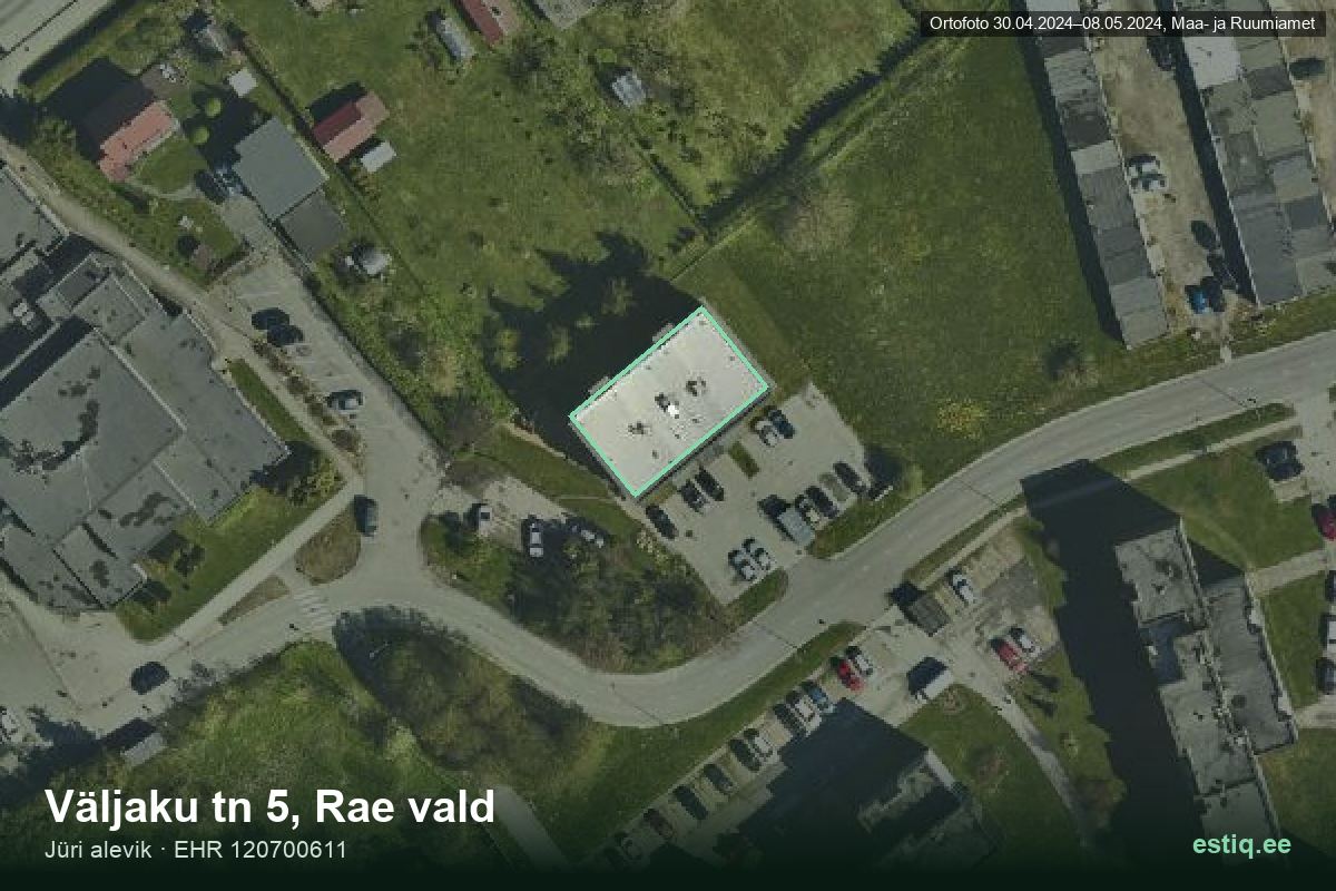 Väljaku tänav 5, Rae – аэрофото дома, контур по данным регистра строений (EHR)