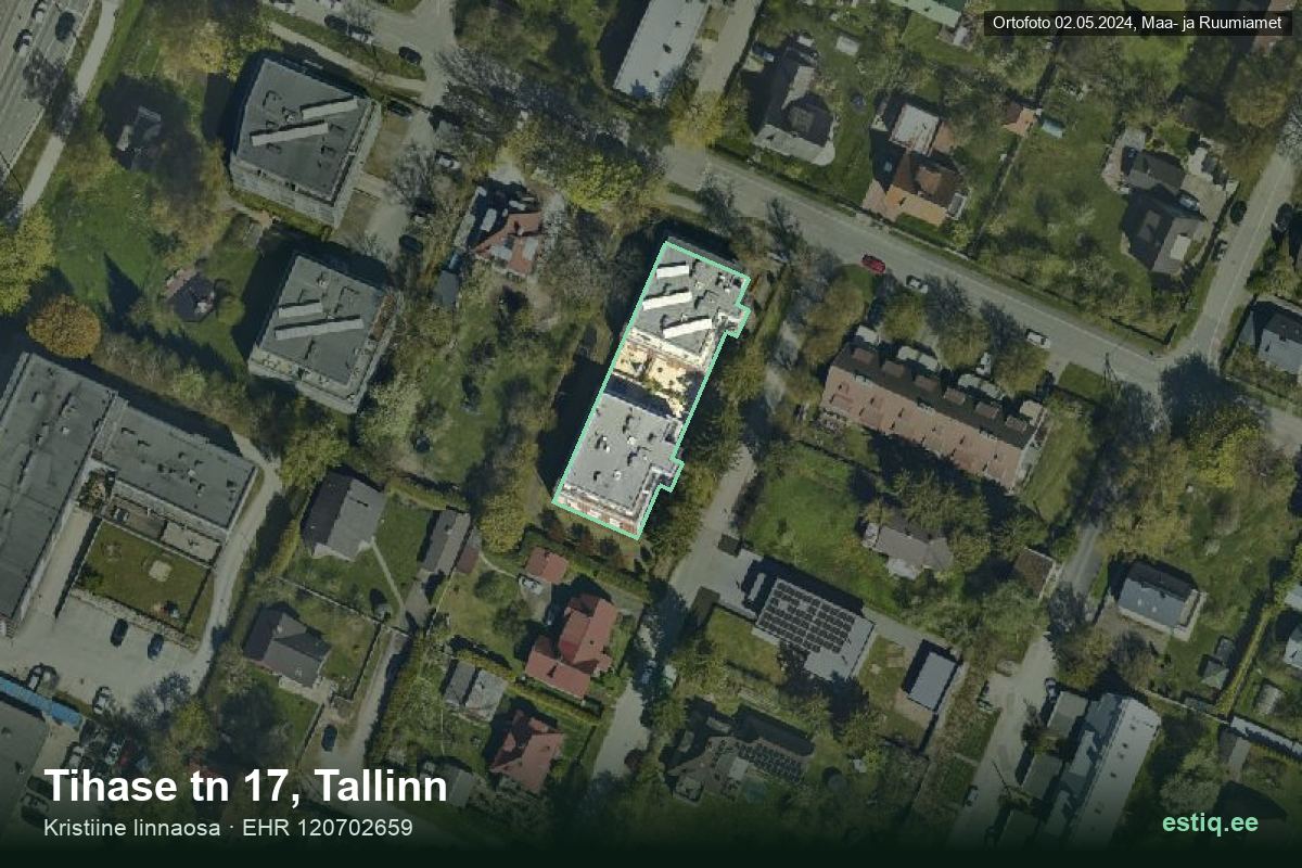 Tihase tänav 17, Tallinn – aerial photo of the building, outline from the Building Register (EHR)