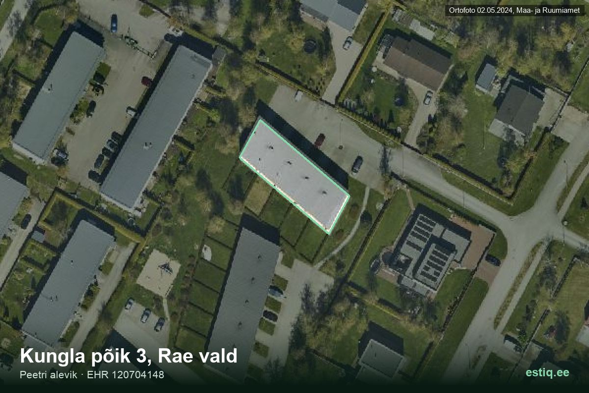 Kungla põik 3, Rae – aerial photo of the building, outline from the Building Register (EHR)