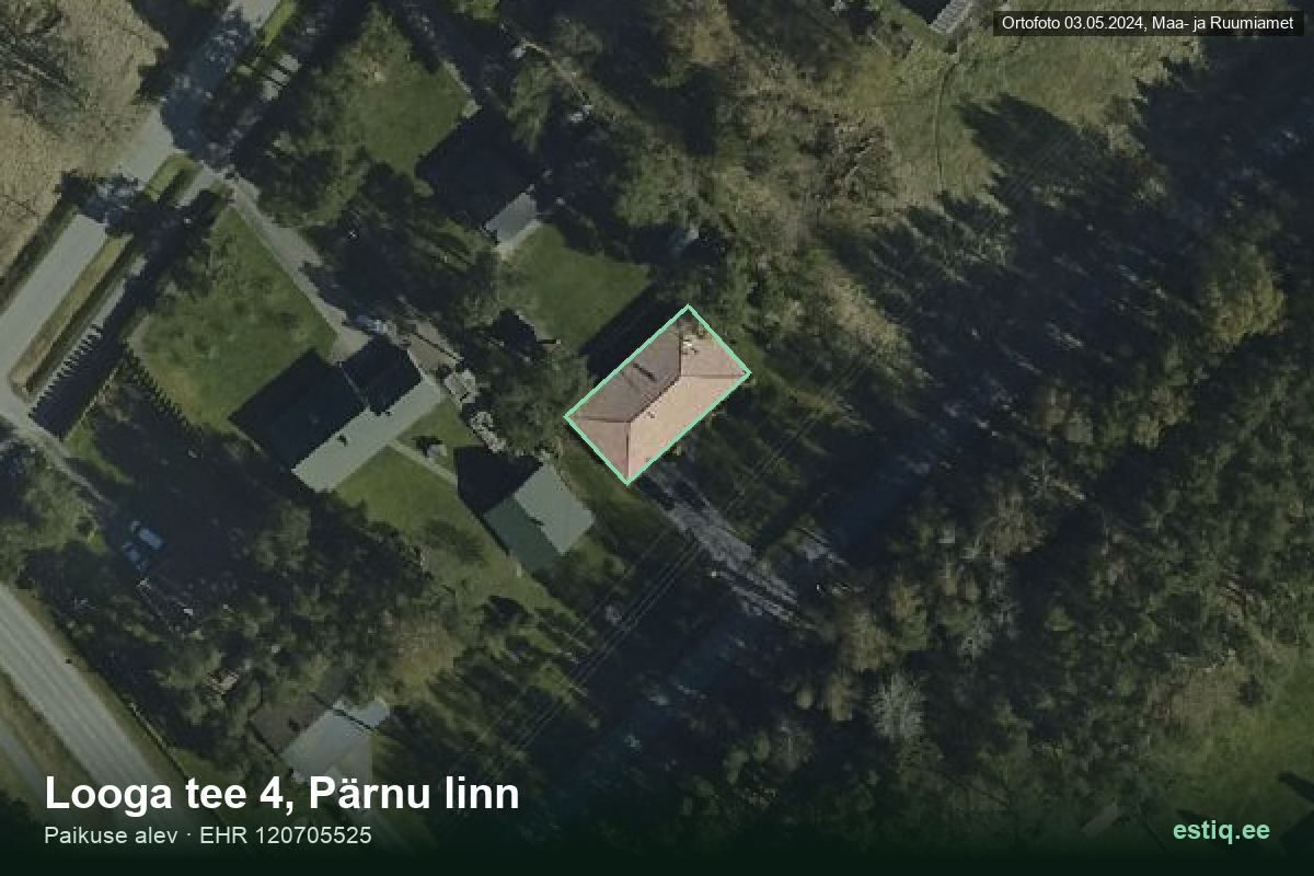 Looga tee 4, Pärnu – hoone aerofoto, kontuur ehitisregistri (EHR) andmetest