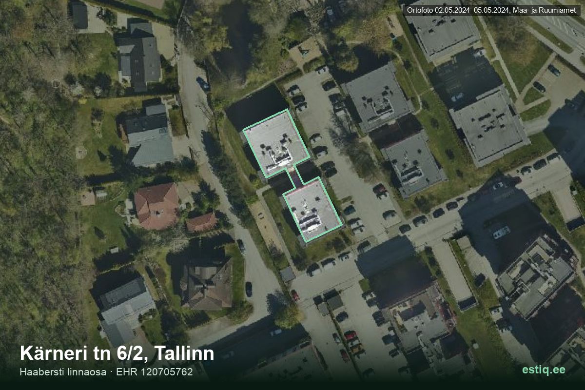 Kärneri 6/2, Tallinn – hoone aerofoto, kontuur ehitisregistri (EHR) andmetest